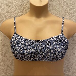 Xhilaration Blue and White Floral Bikini Top